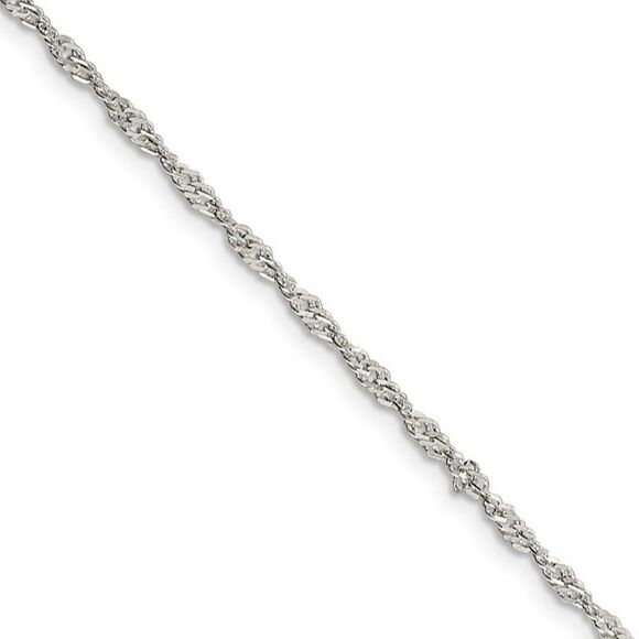 2mm Sterling Silver, Solid Singapore Chain Necklace, 20 Inch - Picture 1 of 8